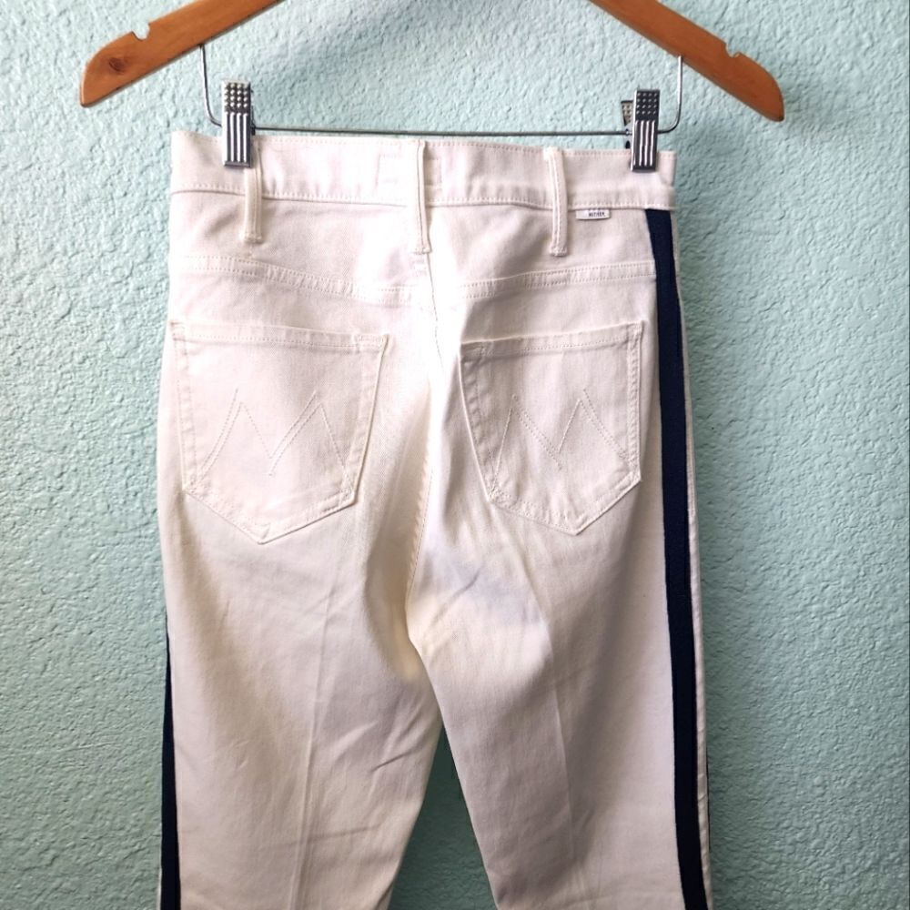 Mother Denim the Hustler ankle glass sleeper racer jeans white black - Picture 5 of 16